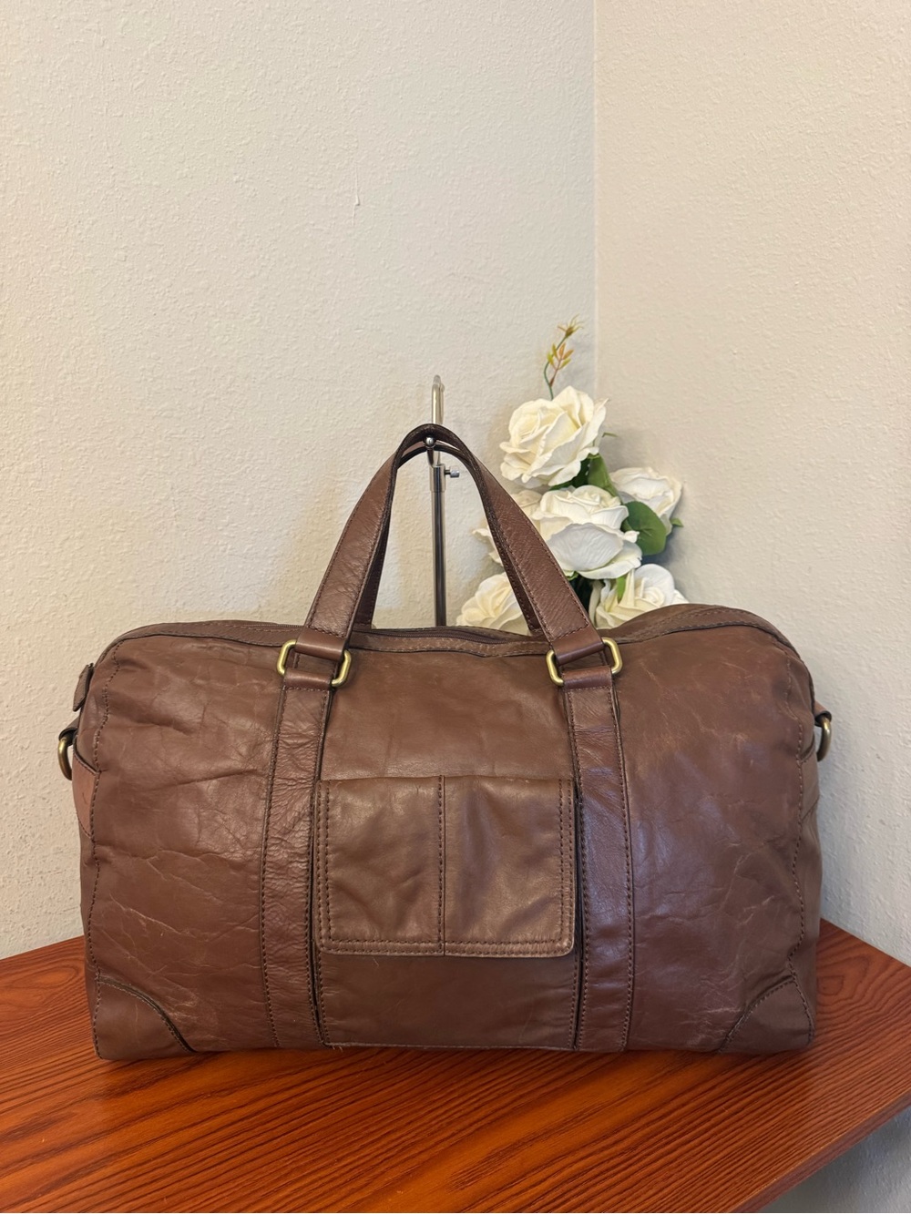 Fossil Brown Leather Duffel Bag